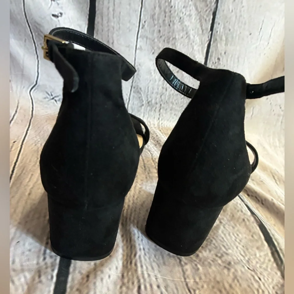 Aldo Pristine Black Women’s‎ Strappy Block Heel Sandals Size 9 EU 40 Preppy Chic